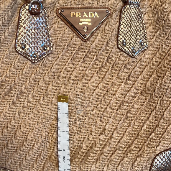 Prada Natural Woven and Metallic Snakeskin Trim Large Tote - Picture 9 of 16